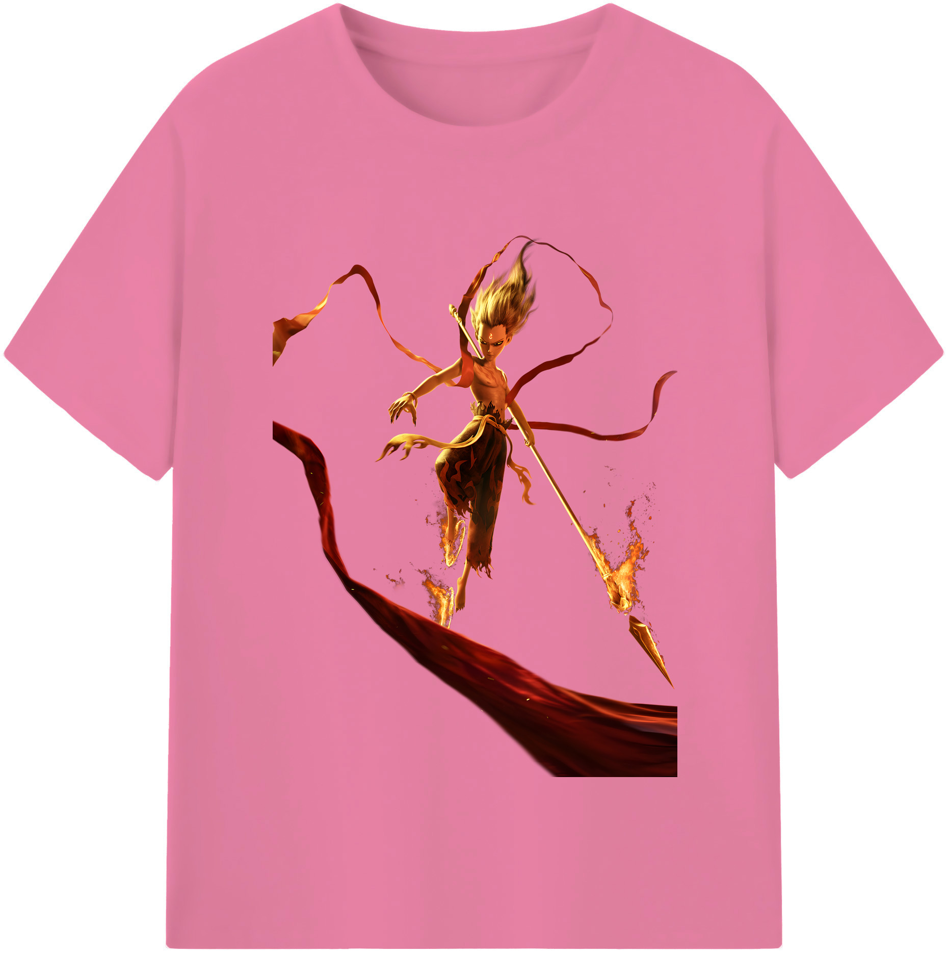 （画像用） Ne Zha 2 ナタ 魔童の大暴れ 綿100％半袖Tシャツ（フロントプリント）